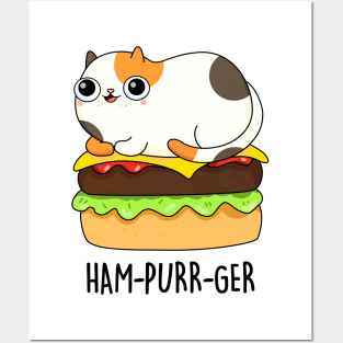 Ham-purr-get Cute Cat Burger Pun Posters and Art